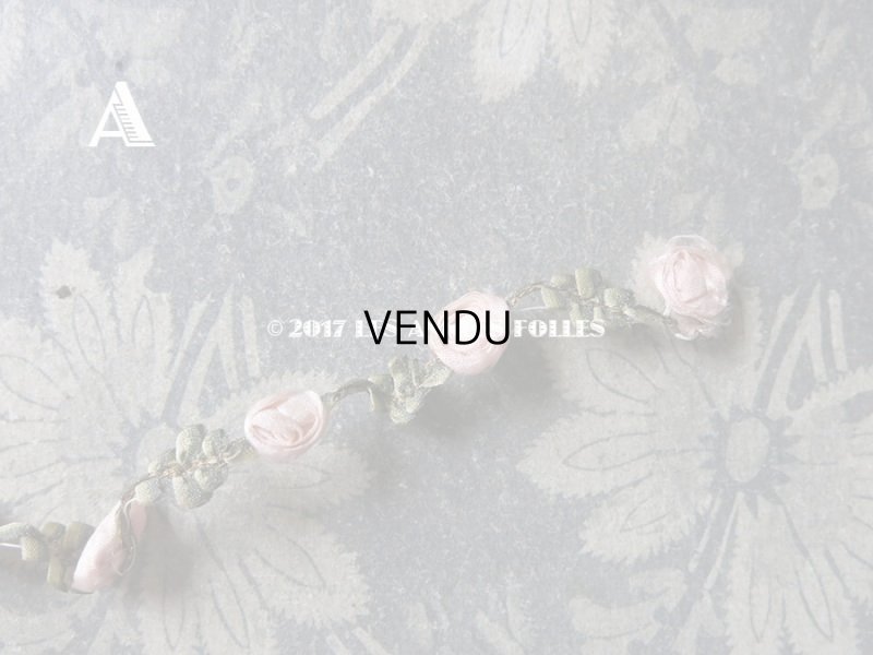 画像5: 19世紀末 アンティーク シルク製  ロココトリム ピンクの薔薇 ロココリボン