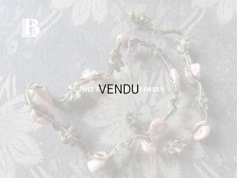 画像11: 19世紀末 アンティーク シルク製  ロココトリム ピンクの薔薇 ロココリボン