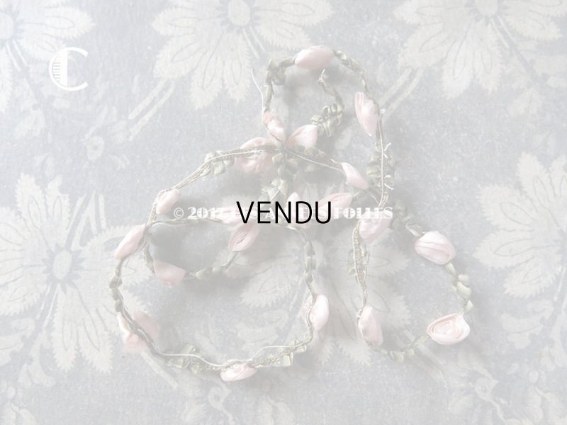 画像17: 19世紀末 アンティーク シルク製  ロココトリム ピンクの薔薇 ロココリボン