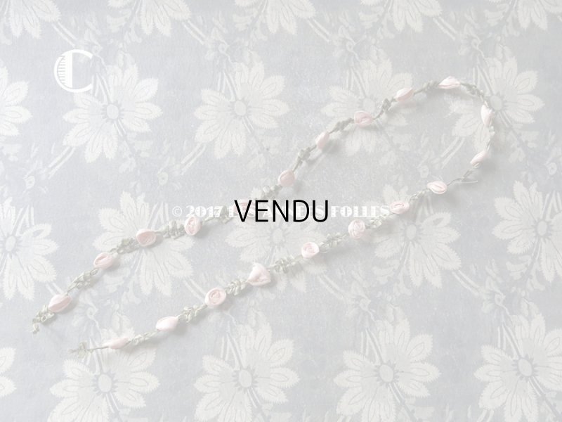 画像12: 19世紀末 アンティーク シルク製  ロココトリム ピンクの薔薇 ロココリボン