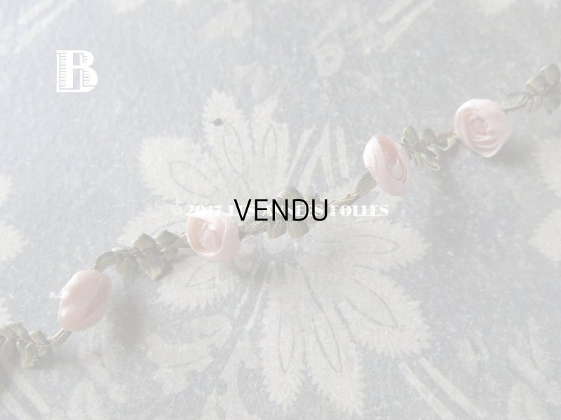 画像9: 19世紀末 アンティーク シルク製  ロココトリム ピンクの薔薇 ロココリボン