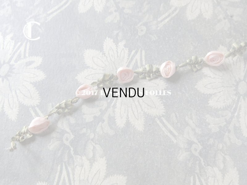 画像13: 19世紀末 アンティーク シルク製  ロココトリム ピンクの薔薇 ロココリボン