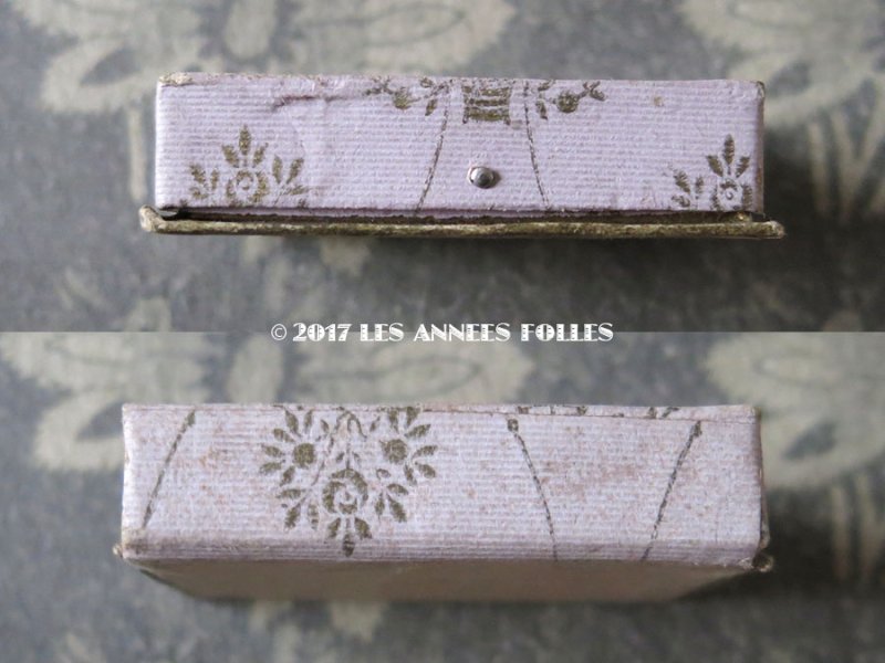 画像5:  アンティーク ガラスビーズ入り 花模様 硝子の蓋の紙箱 グレナディンレッド