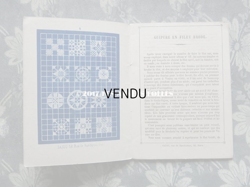 画像6: 1855〜1882年 アンティーク フィレレースの図案帳 ALBUM POUR OUVRAGES AU FILET N68 - MAISON SAJOU -