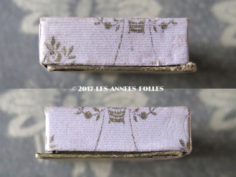 画像6:  アンティーク ガラスビーズ入り 花模様 硝子の蓋の紙箱 グレナディンレッド