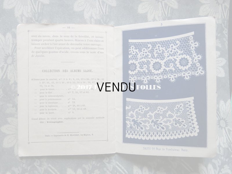 画像7: 1855〜1882年 アンティーク タティングレースのアクセサリーの図案帳 ALBUM POUR OUVRAGES EN FRIVOLITE N16 - MAISON SAJOU -