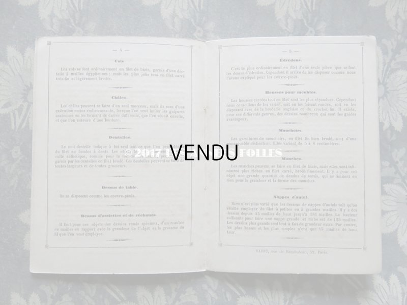 画像7: 1855〜1882年 アンティーク フィレレースの図案帳 ALBUM POUR OUVRAGES AU FILET N68 - MAISON SAJOU -