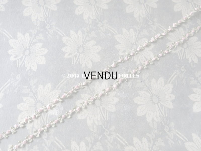 画像3: 1900年代 アンティーク ロココトリム とても小さなピンクの薔薇 ロココリボン 49cm