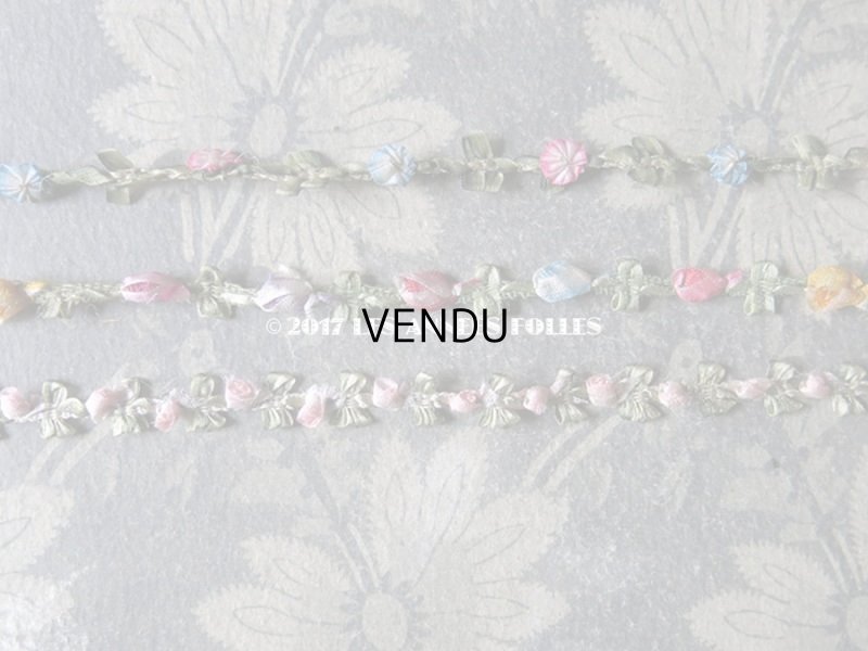 画像6: 1900年代 アンティーク ロココトリム とても小さなピンクの薔薇 ロココリボン 49cm