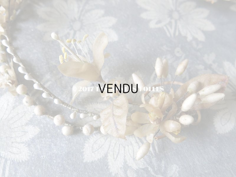 画像3: 1913年 アンティーク ワックスフラワーのヘッドリース & ブローチ ウェディング  結婚式 ティアラ