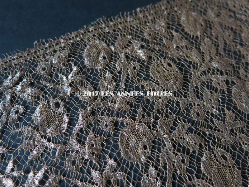 画像5: 1920年代 アンティーク 幅広 メタルレース  アールデコ 花模様 ゴールド 1.35m