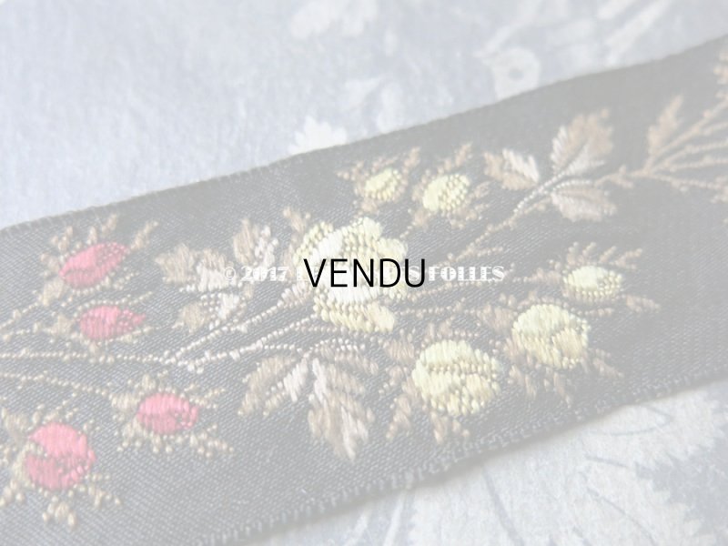 画像3: 19世紀末 アンティーク シルク製 ジャガード織 リボン 花模様 140cm 　