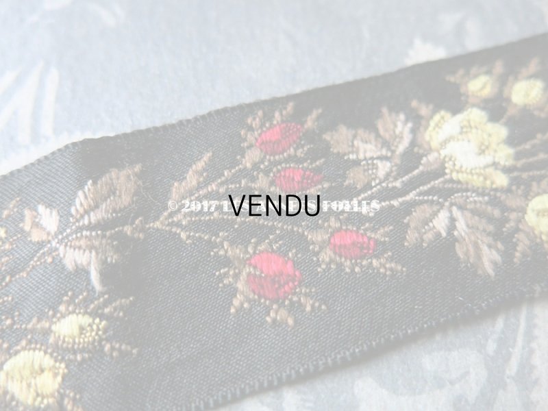画像2: 19世紀末 アンティーク シルク製 ジャガード織 リボン 花模様 140cm 　