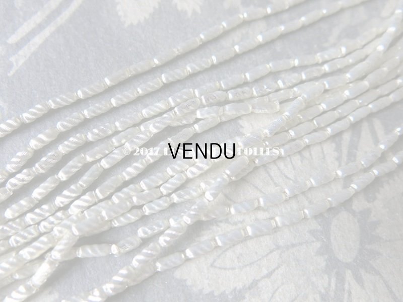 画像6: 1920年代 アンティーク 吹きガラス製 ビーズ シルバー ひねり模様 スフレビーズ 2×5mm 約600ピース