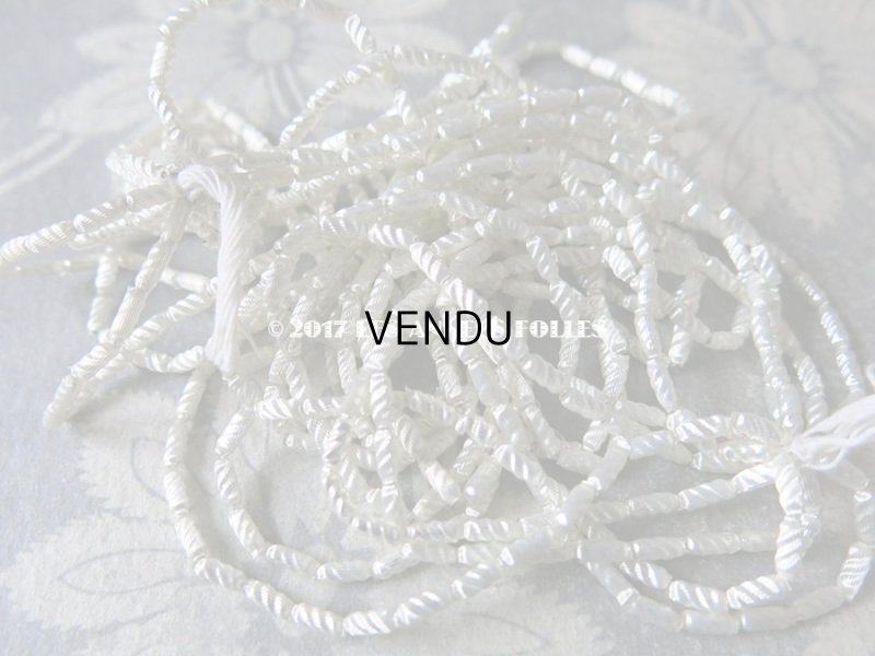 画像5: 1920年代 アンティーク 吹きガラス製 ビーズ シルバー ひねり模様 スフレビーズ 2×5mm 約600ピース