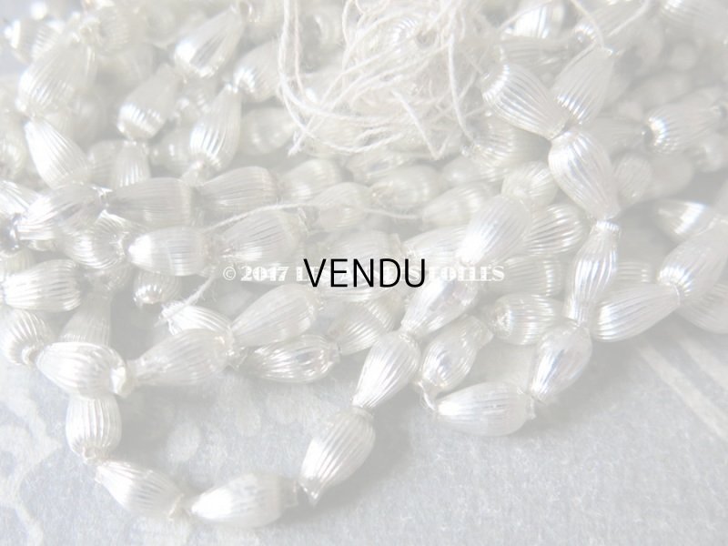 画像9: 1920年代 アンティーク 吹きガラス製 ビーズ ライン入り ドロップ型 シルバー  スフレビーズ 7×4mm 