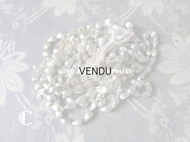 画像8: 1920年代 アンティーク 吹きガラス製 ビーズ ライン入り ドロップ型 シルバー  スフレビーズ 7×4mm 