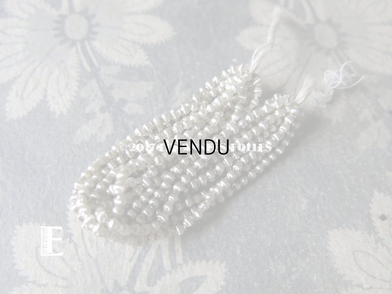 画像15: 1920年代 アンティーク 吹きガラス製 極小 ビーズ ライン入り シルバー  スフレビーズ 2×2.5mm  