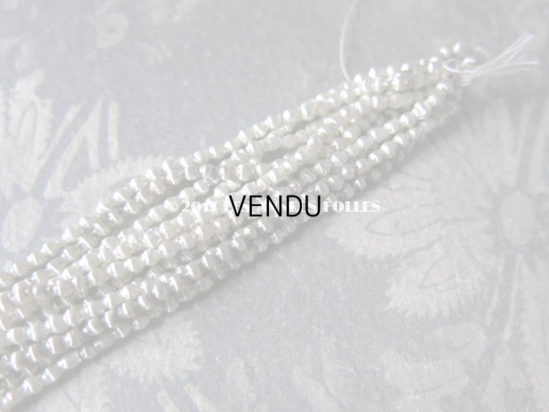 画像14: 1920年代 アンティーク 吹きガラス製 極小 ビーズ ライン入り シルバー  スフレビーズ 2×2.5mm  