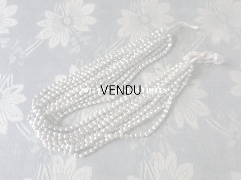 画像7: 1920年代 アンティーク 吹きガラス製 ビーズ ライン入り シルバー  スフレビーズ 4mm 