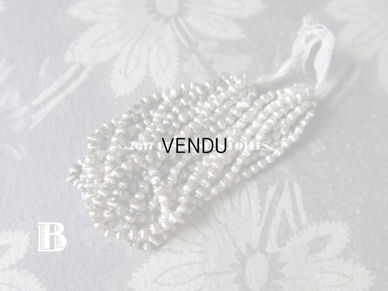 画像5: 1920年代 アンティーク 吹きガラス製 極小 ビーズ ライン入り シルバー  スフレビーズ 2×2.5mm  