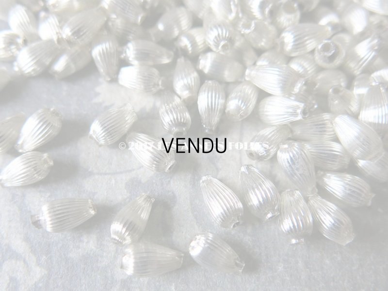 画像3: 1920年代 アンティーク 吹きガラス製 ビーズ ライン入り ドロップ型 シルバー  スフレビーズ 7×4mm 