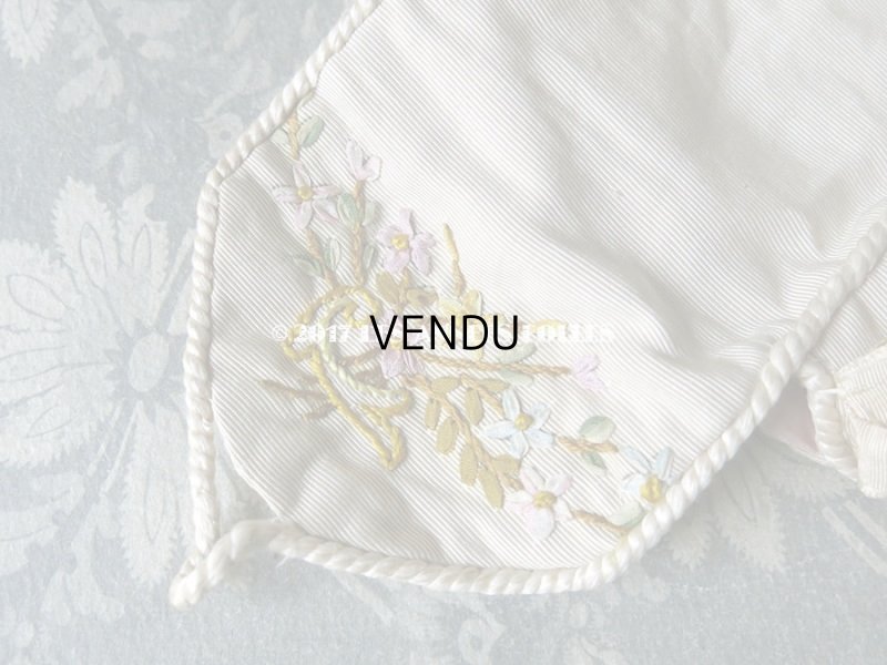 画像4: 1900年代 アンティーク シルク製 ファンのポシェット  リボン刺繍 花模様 リボンワーク