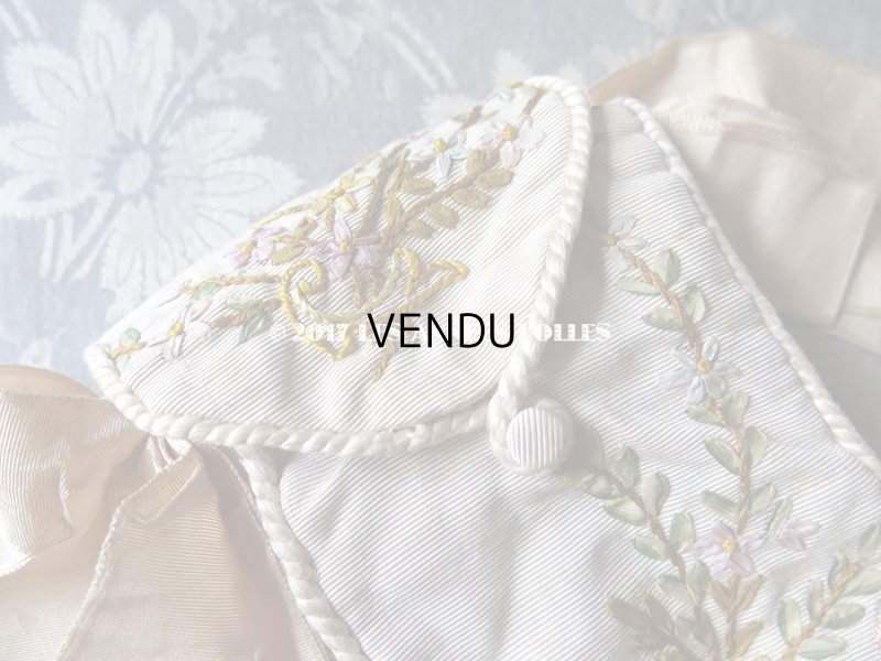 画像9: 1900年代 アンティーク シルク製 ファンのポシェット  リボン刺繍 花模様 リボンワーク