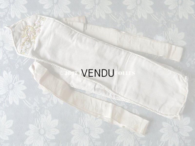 画像3: 1900年代 アンティーク シルク製 ファンのポシェット  リボン刺繍 花模様 リボンワーク