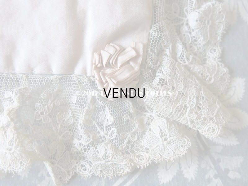 画像4: 1900年代 アンティーク シルク製 ハンキーケース  花模様のレース ハンカチ用ポシェット 