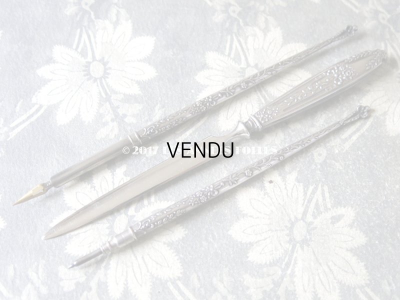 画像8: アンティーク シルバー製 レタリングセット 花＆リボン ペン軸 & シーリングスタンプ ＆レターオープナー & ペーパーナイフ & ペンシル