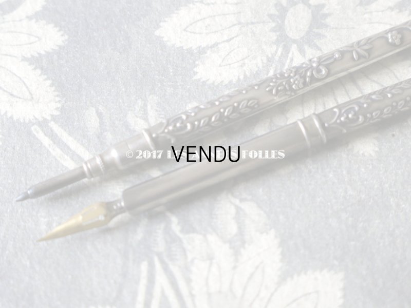 画像12: アンティーク シルバー製 レタリングセット 花＆リボン ペン軸 & シーリングスタンプ ＆レターオープナー & ペーパーナイフ & ペンシル