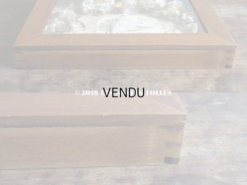 画像8: 1879年 アンティーク ガラスのフレーム入り コミュニオンの記念 淡いピンクの薔薇のヘッドリース　