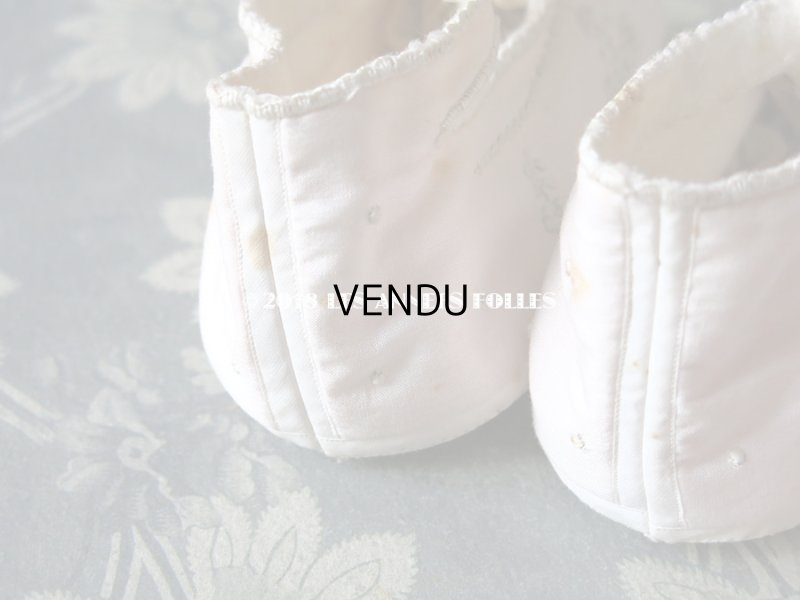 画像5: 1900年代 アンティーク ベビー用  淡いピンクの靴 手刺繍の花模様