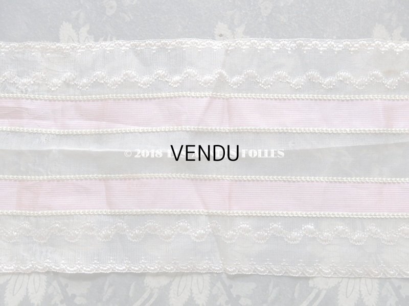 画像3: 19世紀末 アンティーク シルク製 幅広リボン ピンクのピンストライプ  46cm