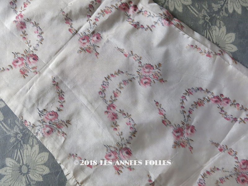 画像1: アンティーク シルク製 ファブリック 薔薇のガーランド ぼかし織り