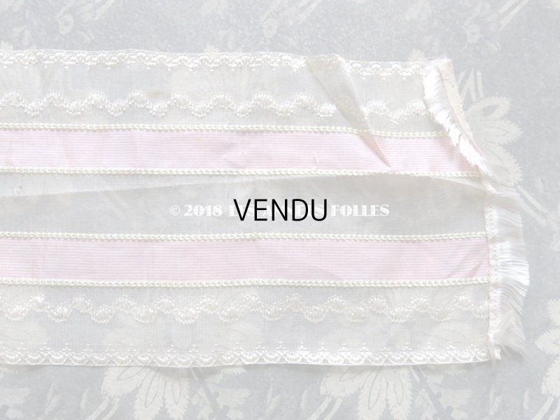 画像4: 19世紀末 アンティーク シルク製 幅広リボン ピンクのピンストライプ  46cm