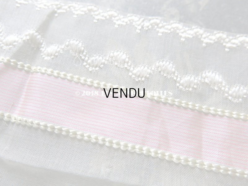 画像6: 19世紀末 アンティーク シルク製 幅広リボン ピンクのピンストライプ  46cm