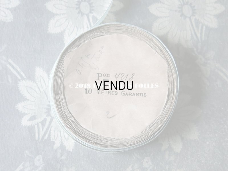 画像5: 1900年代 アンティーク シルク製 オーガンジーのリボン ミントグリーン 1.2cm幅  5.8m