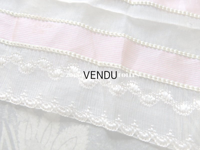 画像5: 19世紀末 アンティーク シルク製 幅広リボン ピンクのピンストライプ  46cm