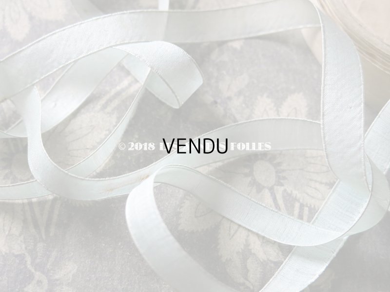 画像3: 1900年代 アンティーク シルク製 オーガンジーのリボン ミントグリーン 1.2cm幅  5.8m