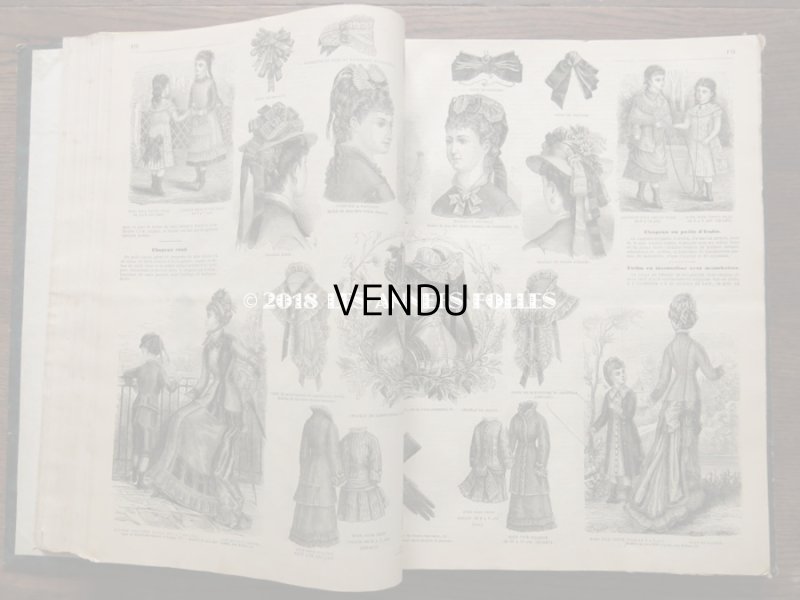 画像18: 1878年 アンティーク 本 版画付き モード新聞 1年分 ファッションプレートブック LA MODE ILLUSTREE