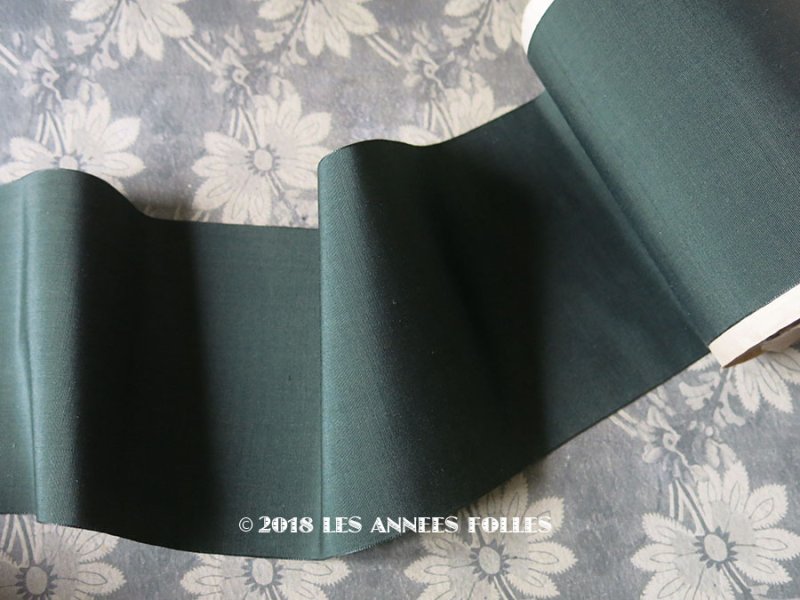 画像1: 1900年代 アンティーク シルク製 幅広 リボン グリーン 9.5m PON 4160 N 80 