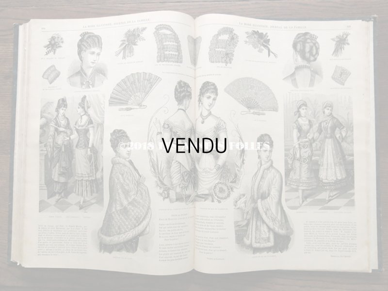 画像19: 1878年 アンティーク 本 版画付き モード新聞 1年分 ファッションプレートブック LA MODE ILLUSTREE