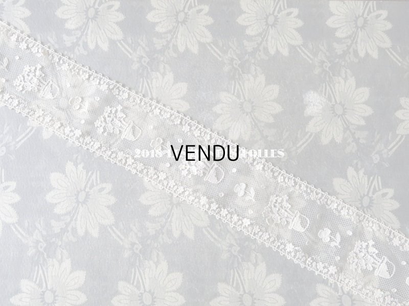 画像6: 1920年代 アンティーク レース フラワーポットの刺繍入り  花の縁取り 1.55m