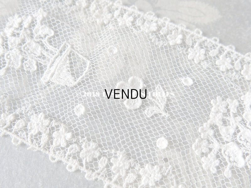 画像4: 1920年代 アンティーク レース フラワーポットの刺繍入り  花の縁取り 1.55m