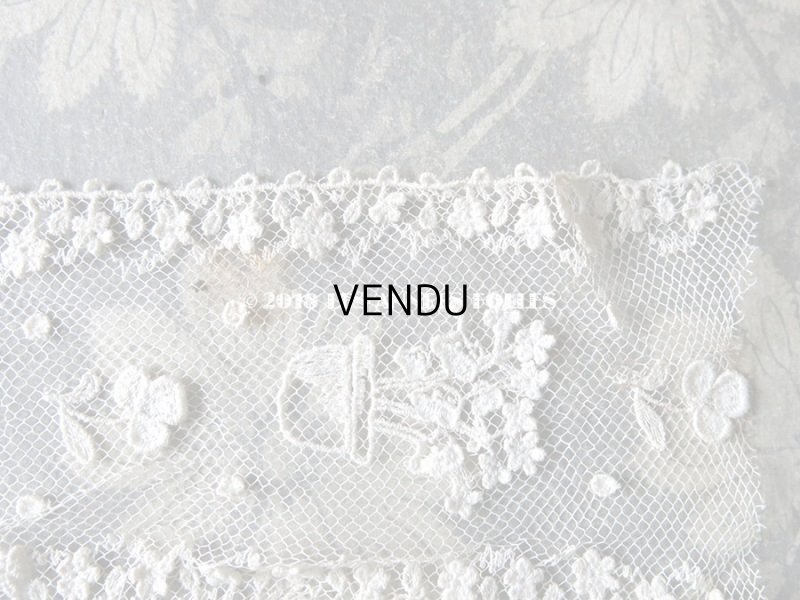 画像10: 1920年代 アンティーク レース フラワーポットの刺繍入り  花の縁取り 1.55m