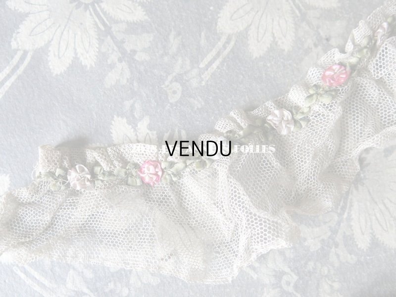 画像3: 19世紀末 アンティーク ロココトリム チュールリボン付 ロココリボン 37cm