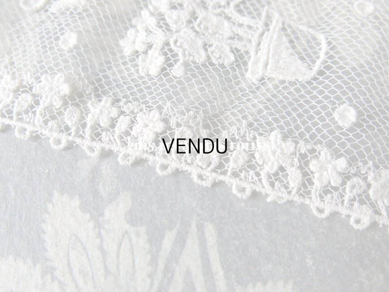 画像5: 1920年代 アンティーク レース フラワーポットの刺繍入り  花の縁取り 1.55m