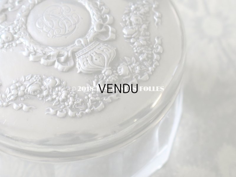 画像6: 1900年代　アンティーク シルバー製 パウダーケース 王冠 ＆ リボンのガーランド & モノグラム